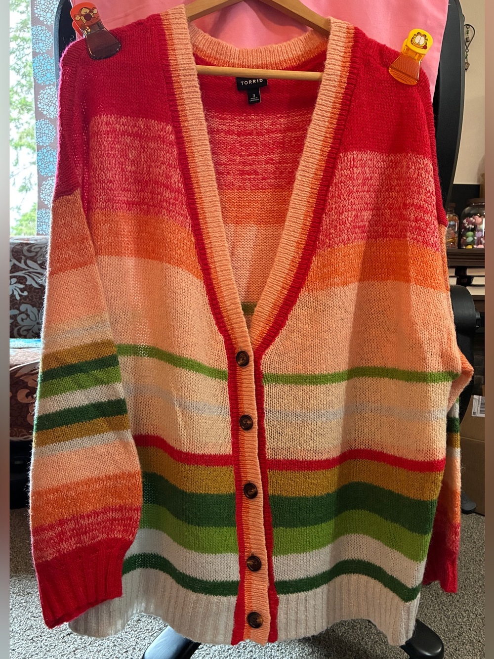 torrid Multicolor Striped Button-Front Cardigan - Picture 2 of 3